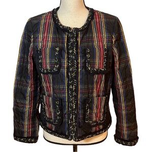 J. Crew Quilted Stewart Plaid Cropped Jacket